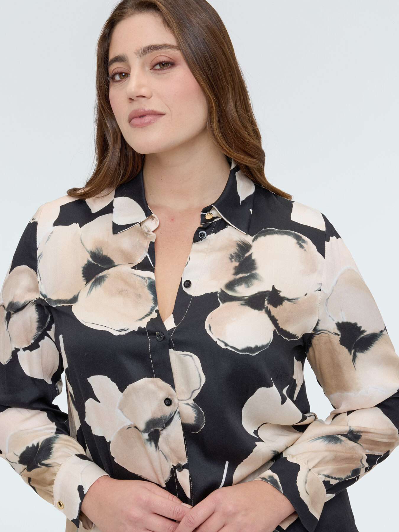 Floral print satin shirt image number 3