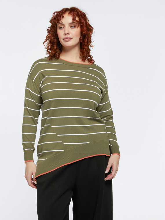Striped asymmetrical sweater