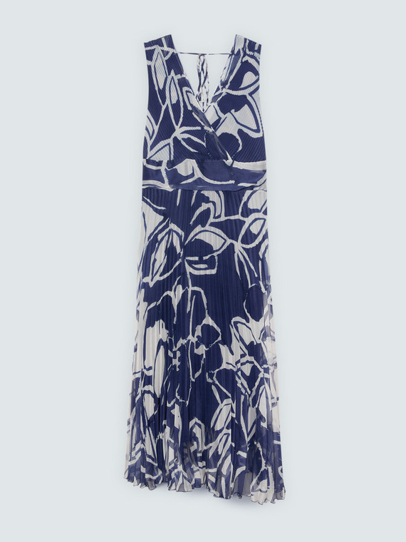 Dream pleated long dress with floral print