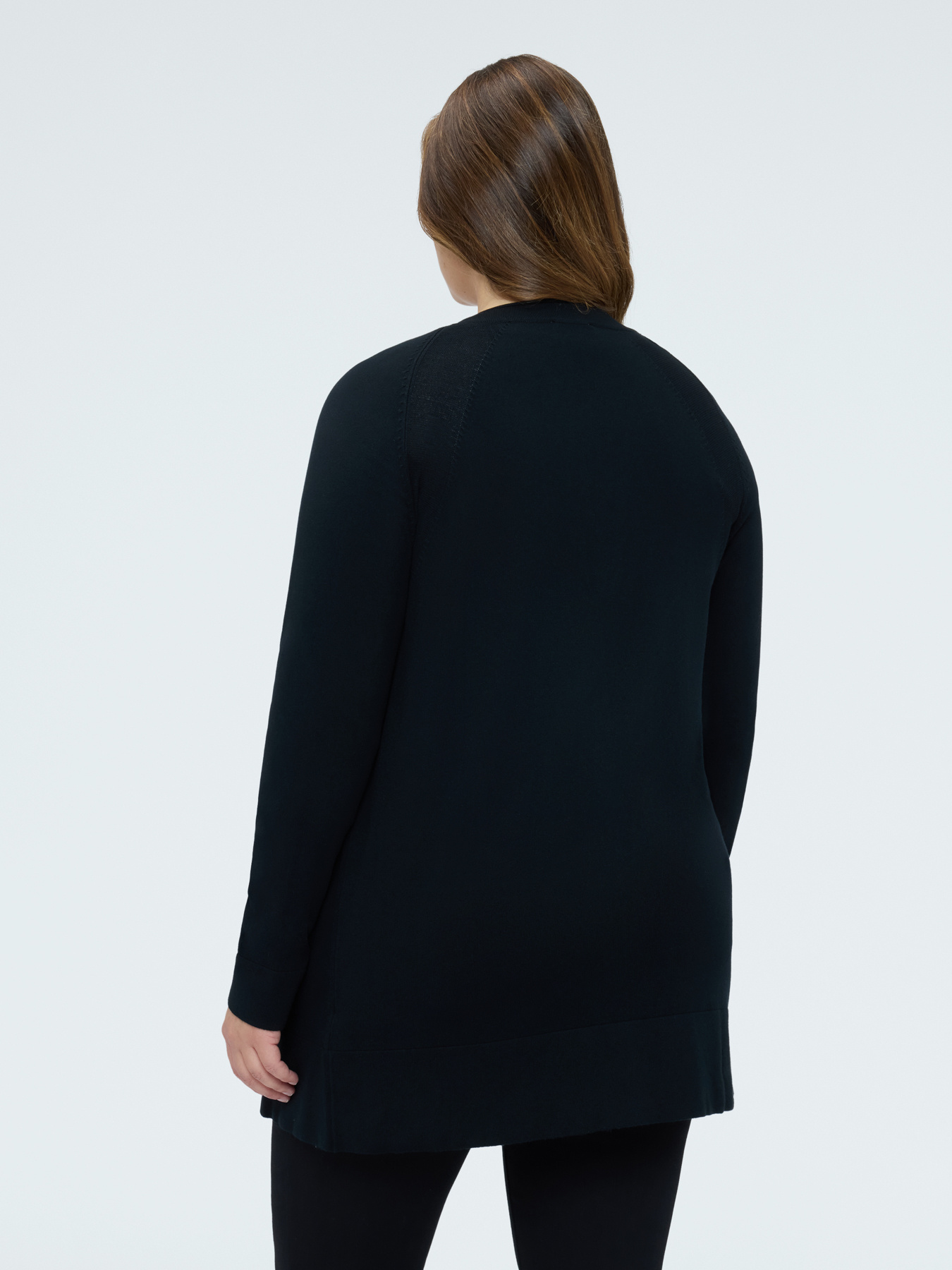 Cardigan long avec encolure en V en maille fine image number 1