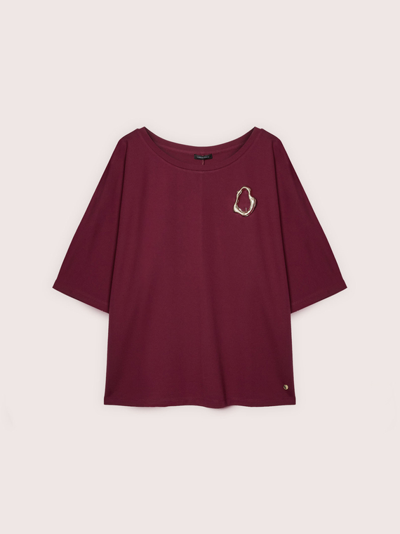 Sweat-shirt en point de Milan avec application