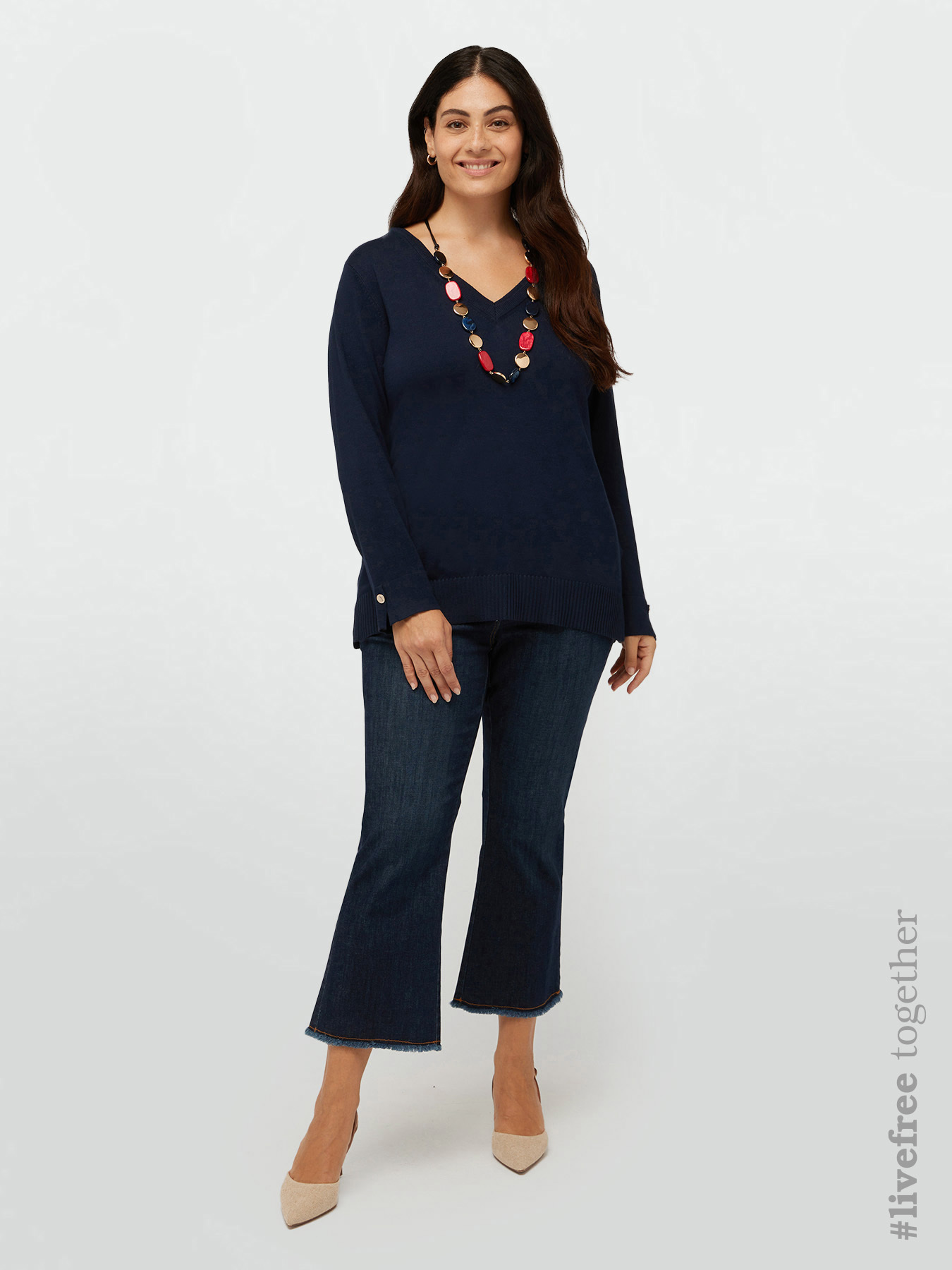 LENZING&trade; ECOVERO&trade; viscose V-neck sweater image number 0