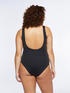 One-piece swimsuit with net trims image number 1