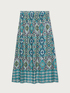 Long viscose skirt with ethnic print image number 3