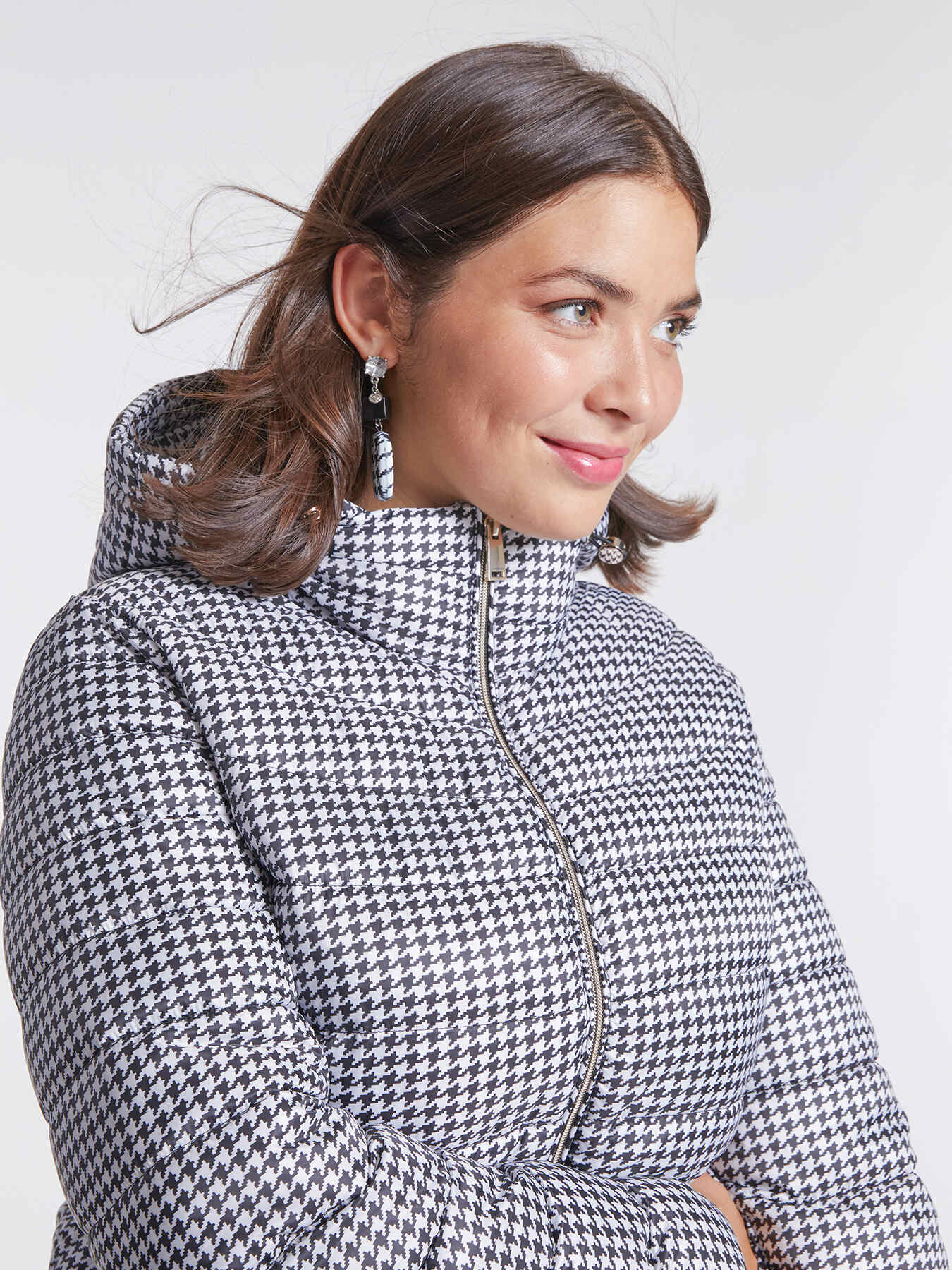 Doudoune avec imprim&eacute; pied de poule image number 0