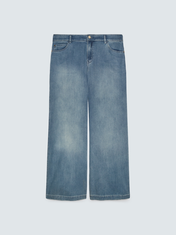 Jeans Wide Leg aus gewaschenem Denim