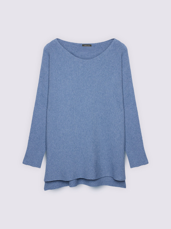 Viscose blend sweater with boat neckline