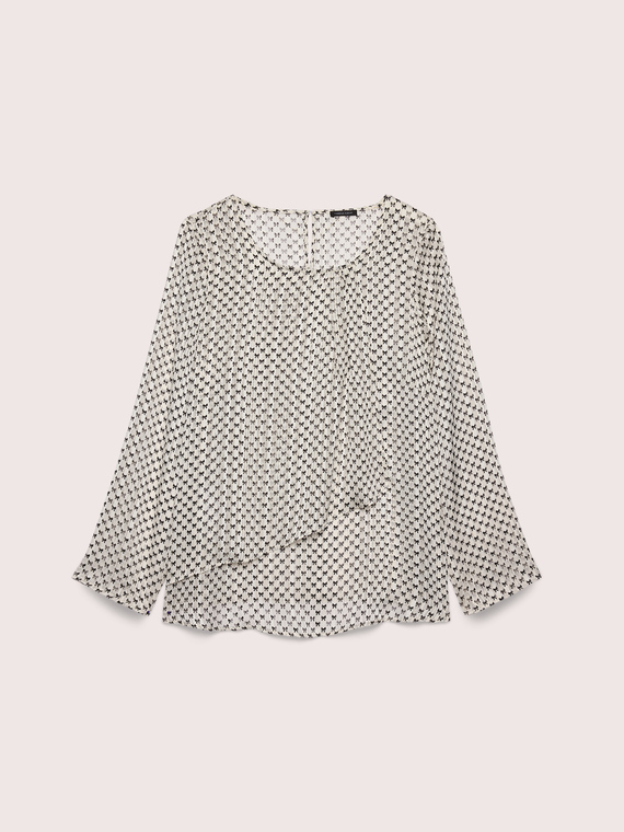 Blouse en georgette imprim&eacute;e avec volants