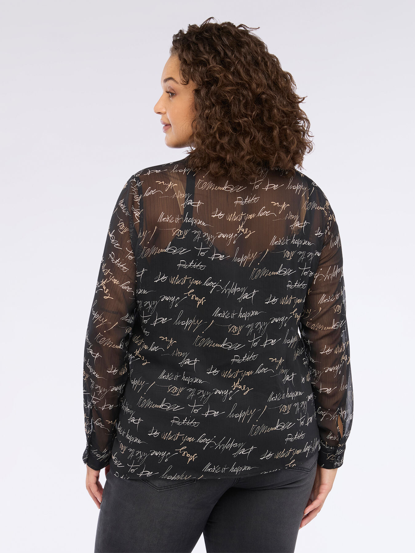 Camicia con stampa lettering in creponne image number 1