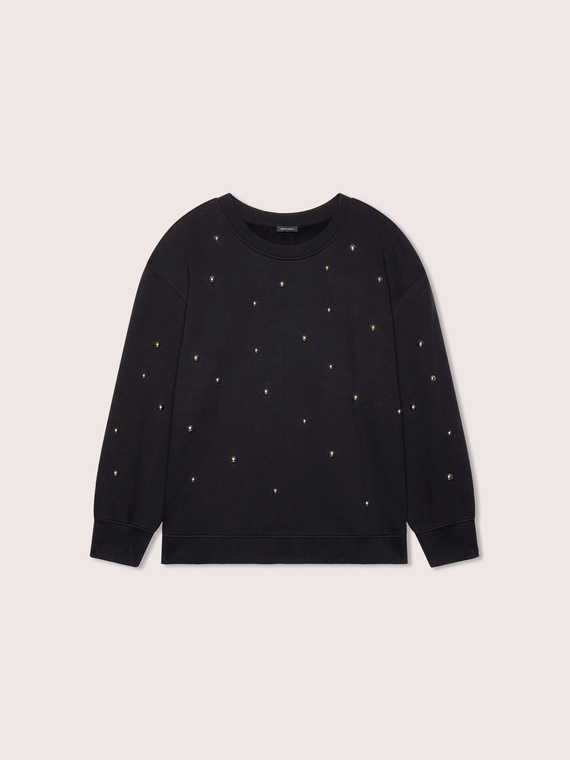 Sweatshirt mit Perlenapplikationen