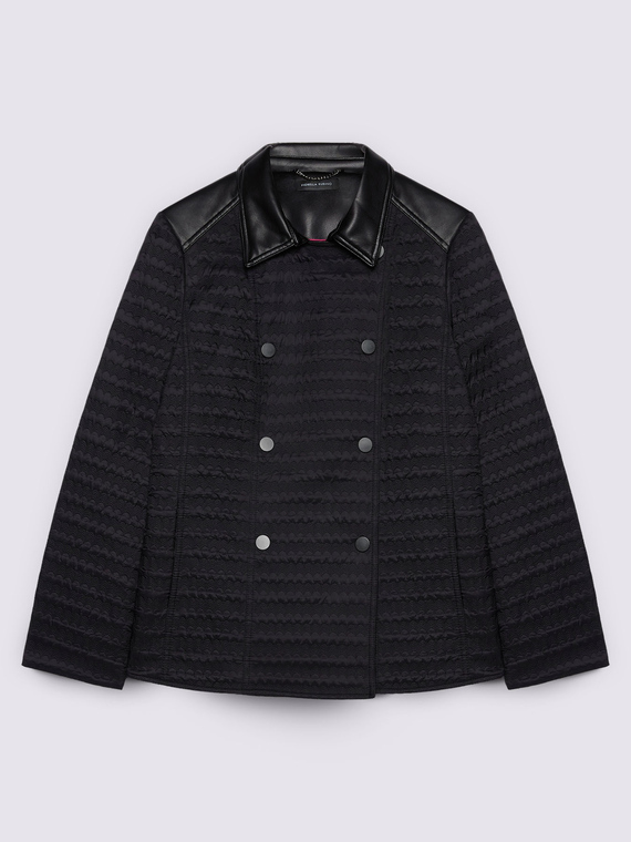 Double-breasted jacket with quilted effect