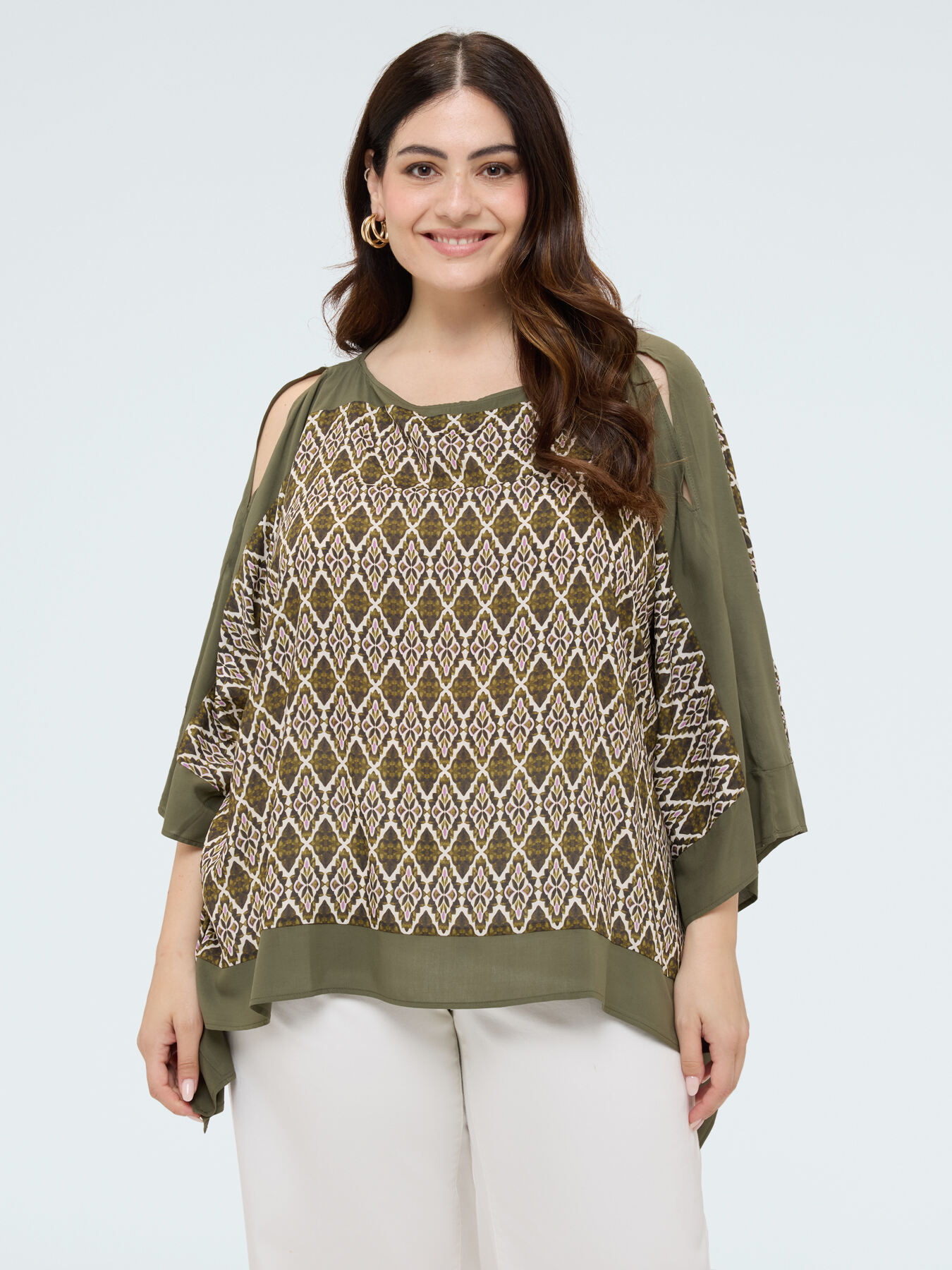 Viscose satin blouse with print image number 0