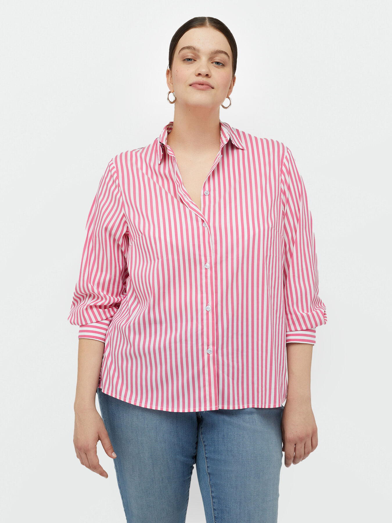 Chemise &agrave; rayures avec fleurs dans le dos image number 2