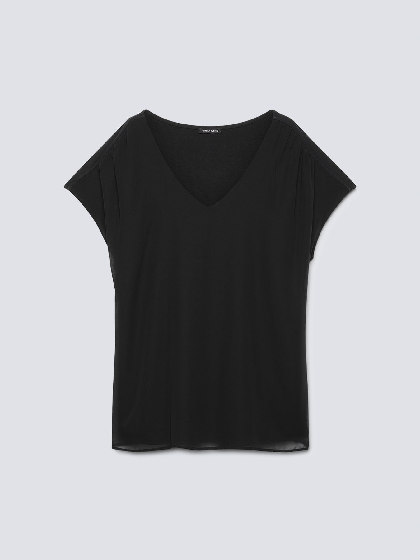 Camiseta en dos tejidos con fruncidos image number 3