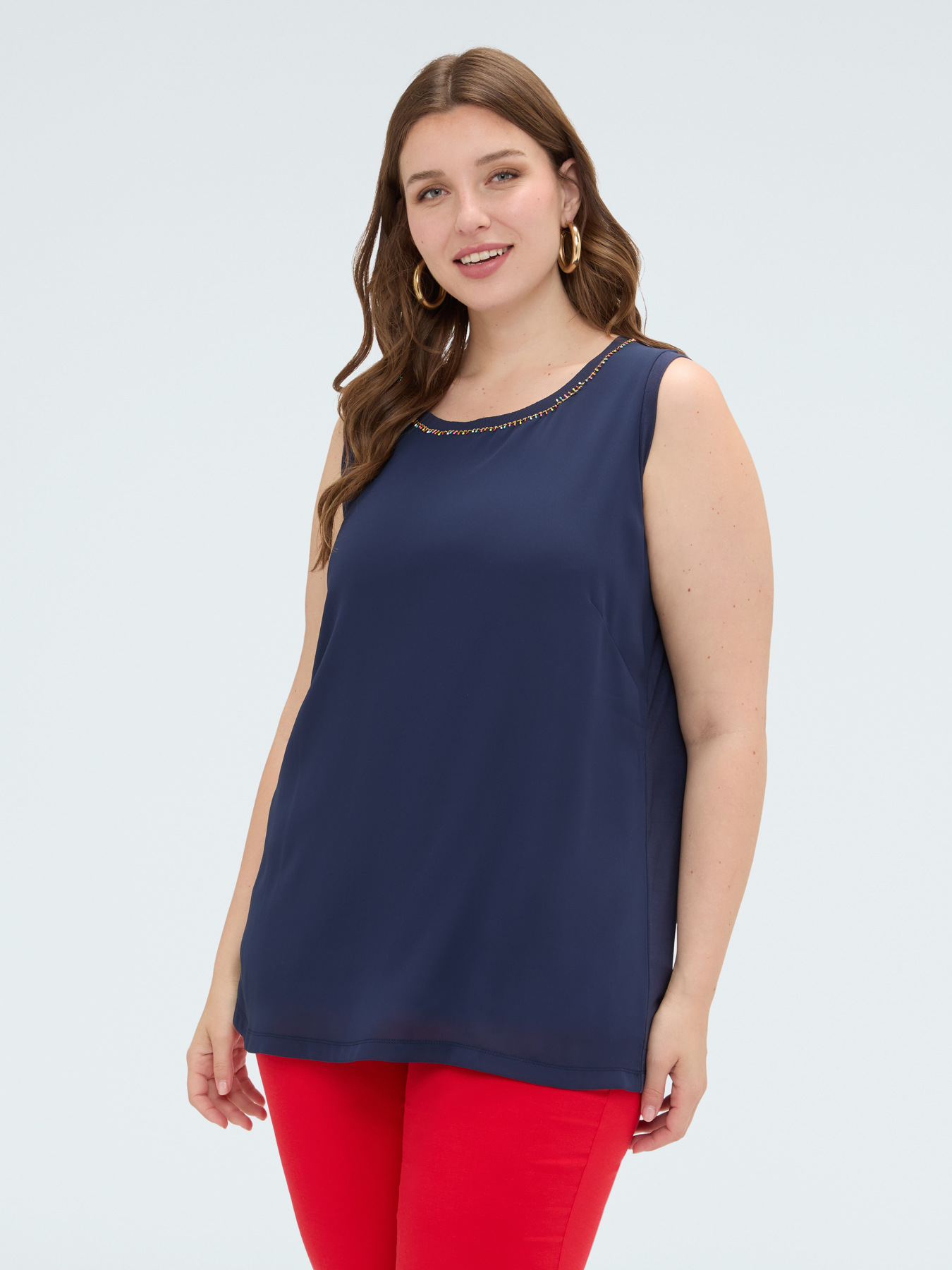 Top bimati&egrave;re en viscose avec applications image number 0