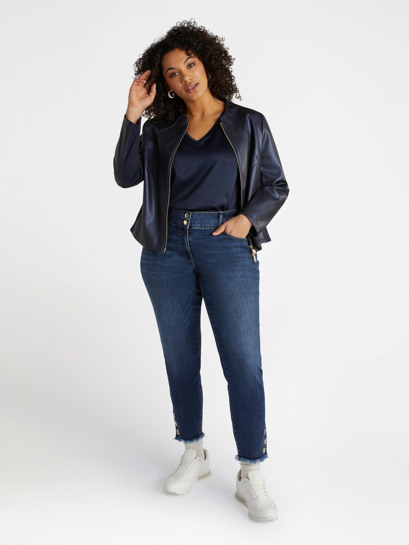 Shimmer fabric biker jacket image number 3