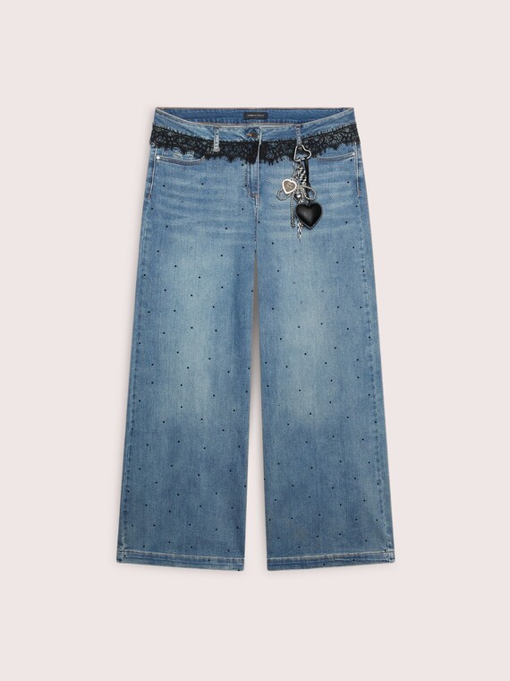 Wide Leg Jeans with lace and charm
