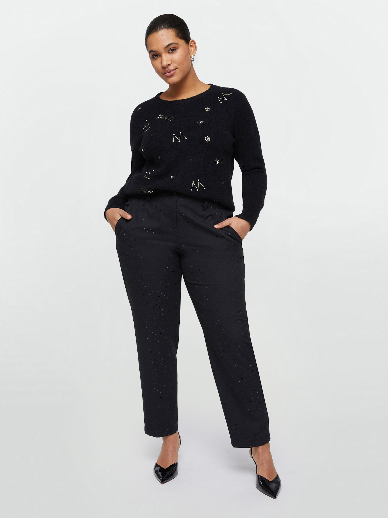 Pantaloni balloon con piccoli cristalli image number 2