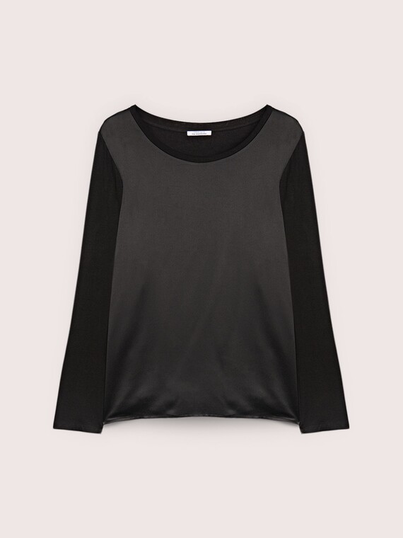 Two-material long-sleeved T-shirt