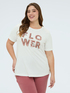 T-shirt en coton avec inscription Flower image number 0
