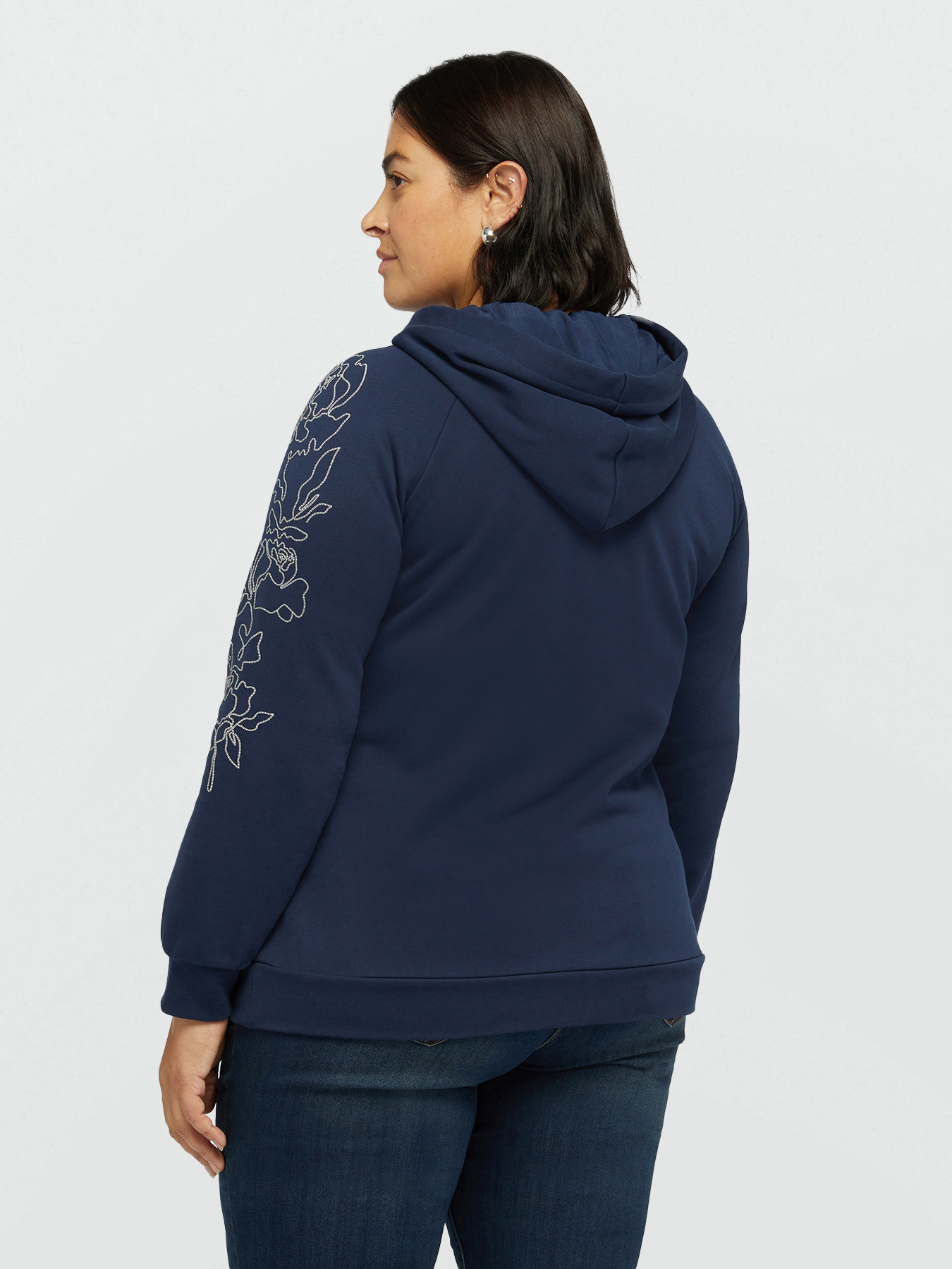Sweat-shirt avec broderie &agrave; fleurs image number 1
