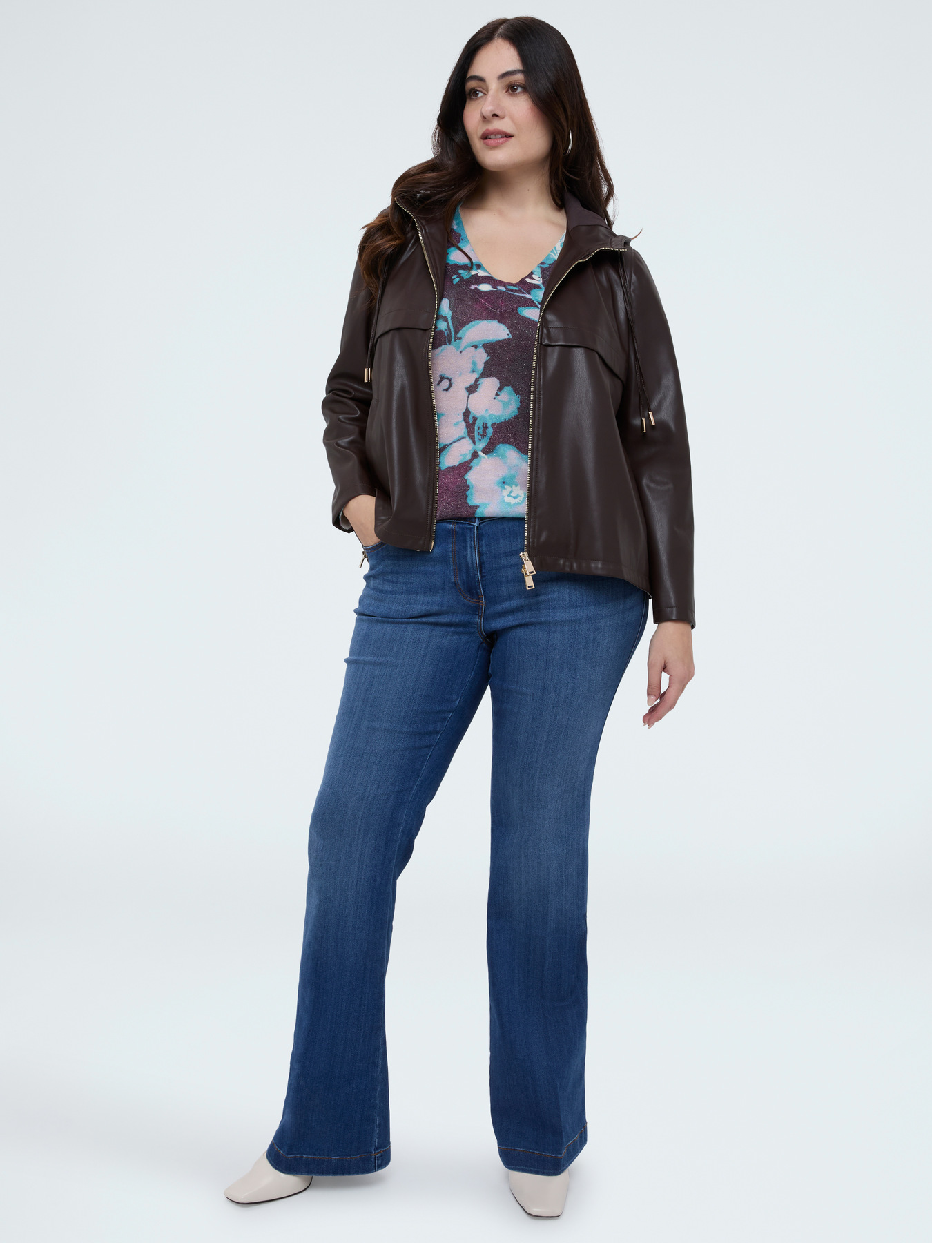 Viscose blend sweater with floral print image number 3