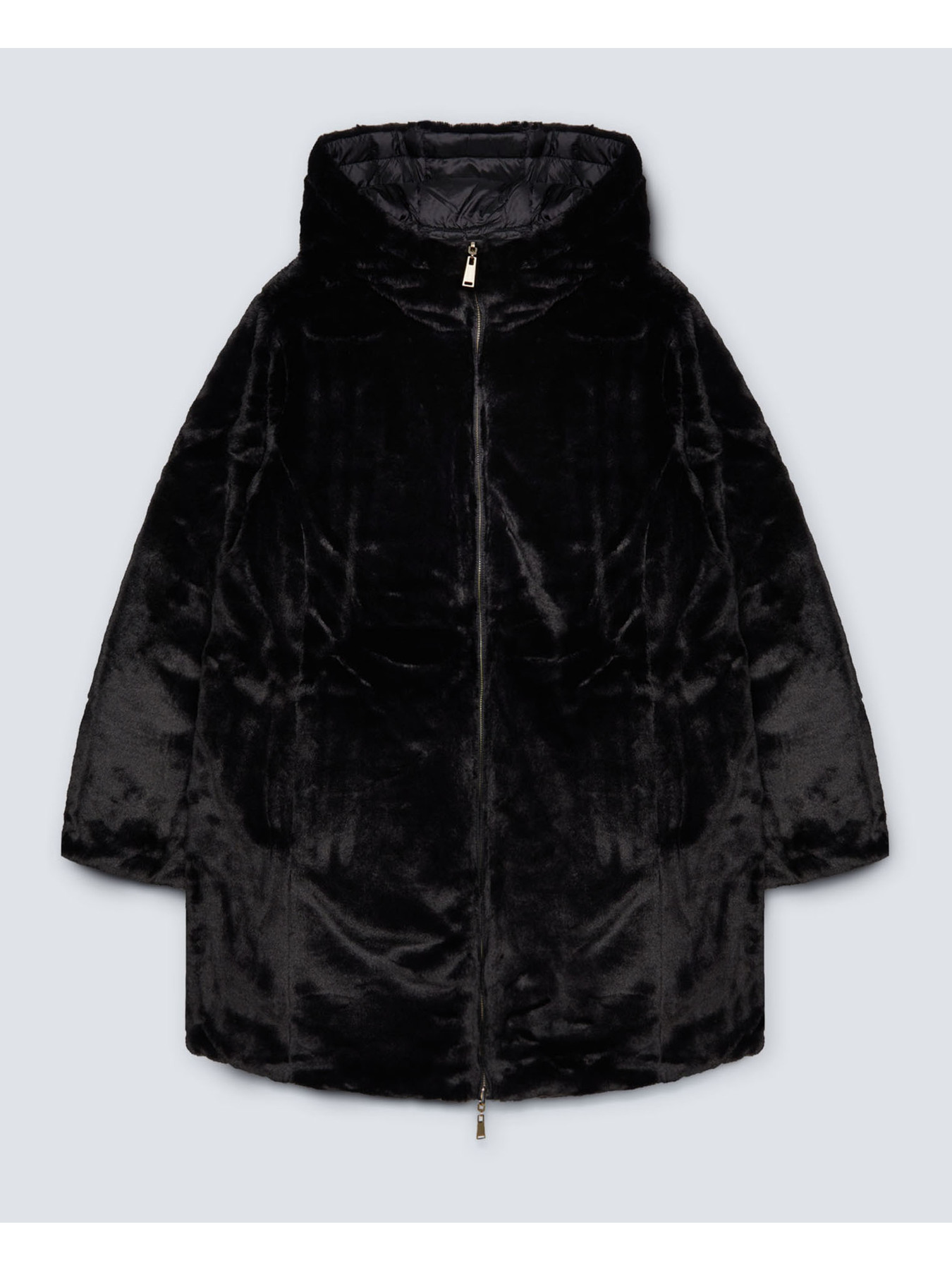 Beidseitig tragbare Daunenjacke aus Nylon und Pl&uuml;sch image number 5