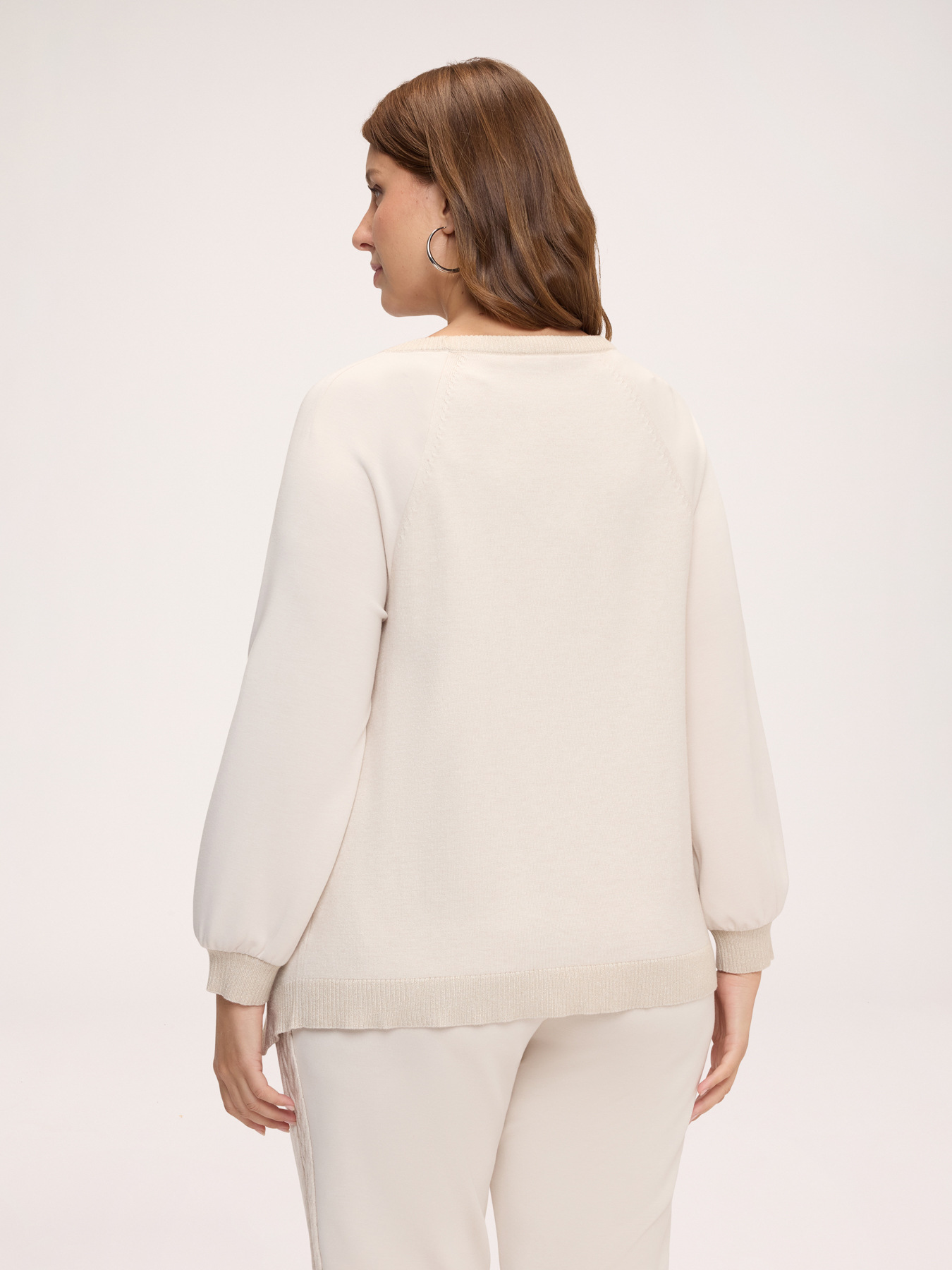 Crew-neck sweater with cable knit image number 1