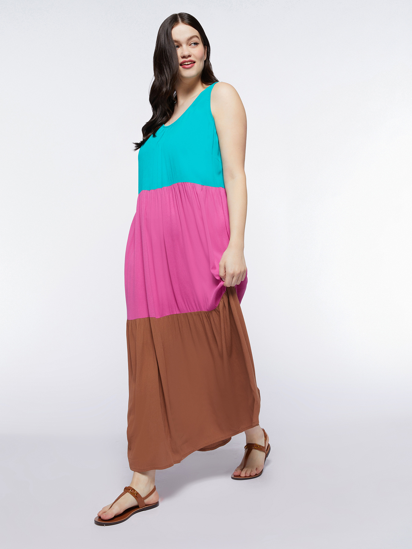 Robe longue color block image number 0