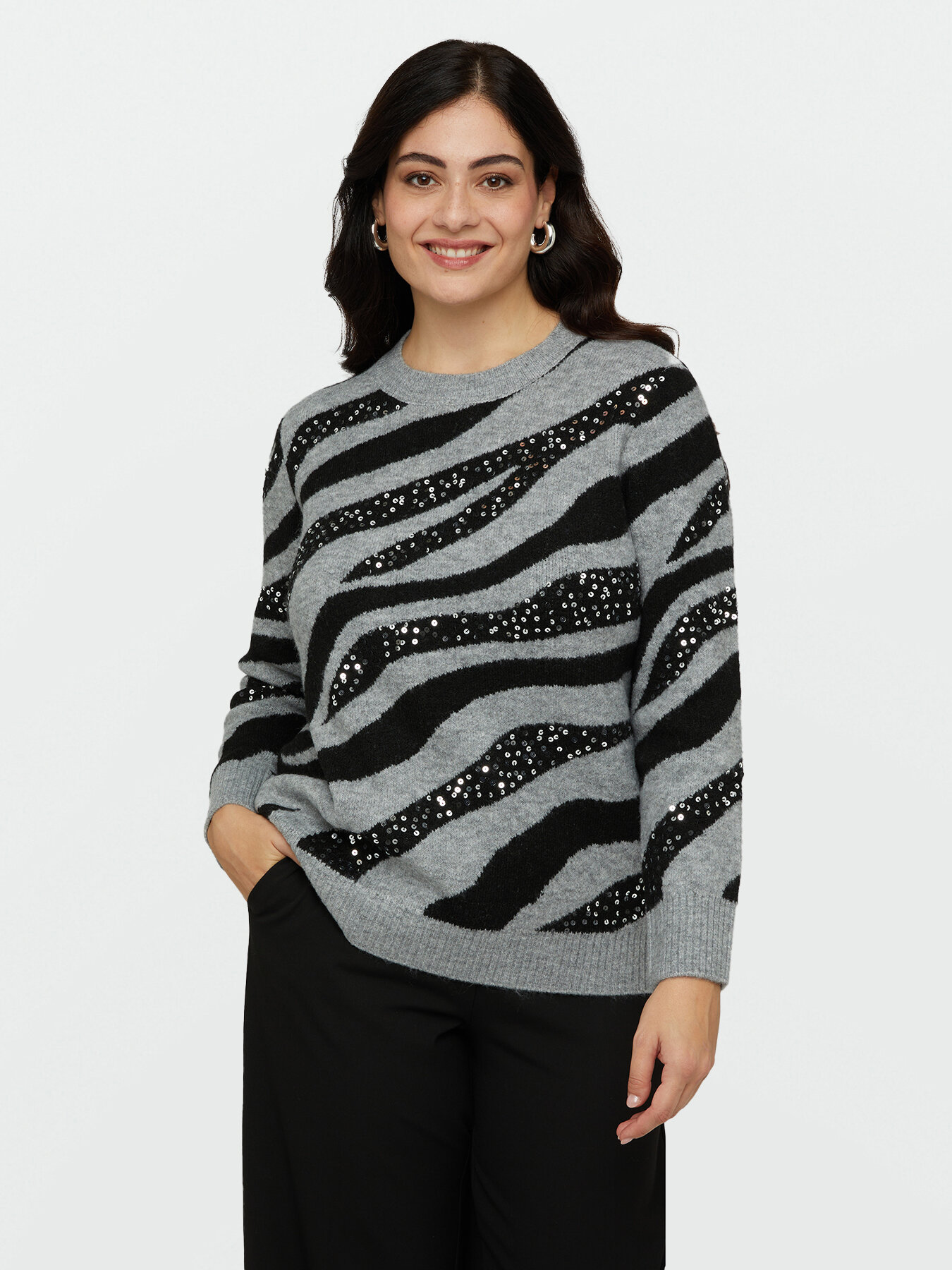Animal pattern sweater with embroidery image number 3