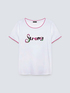 T-shirt with embroidered lettering and hot pink trim image number 3
