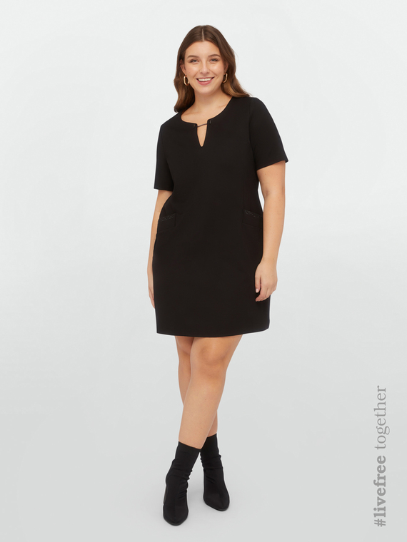 Fiorella Rubino - Vestito in jersey di viscosa LENZING™ ECOVERO™ Donna, Nero Taglia: 37 (46 IT)
