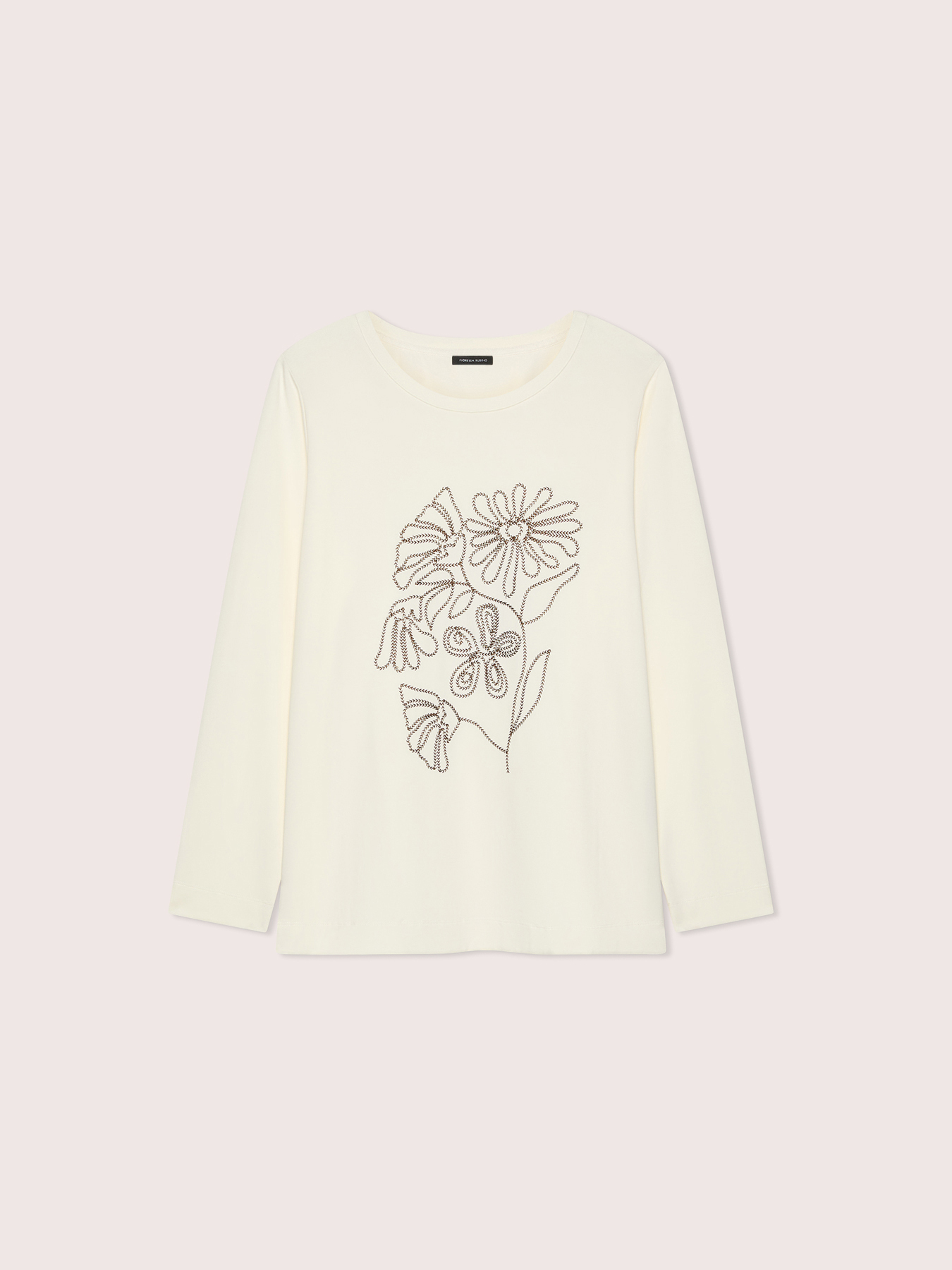 Cotton t-shirt with floral embroidery image number 0