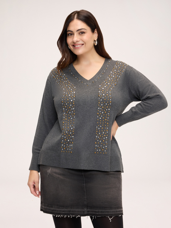 Sweater with jewel embellishments