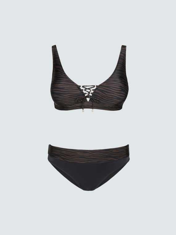 Zebra-Bikini mit Schn&uuml;rung vorne
