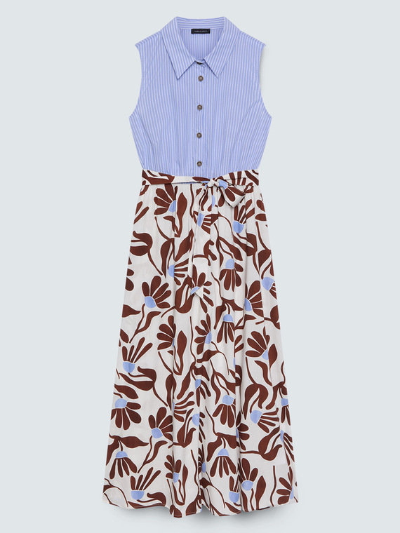 Sleeveless shirt dress with print