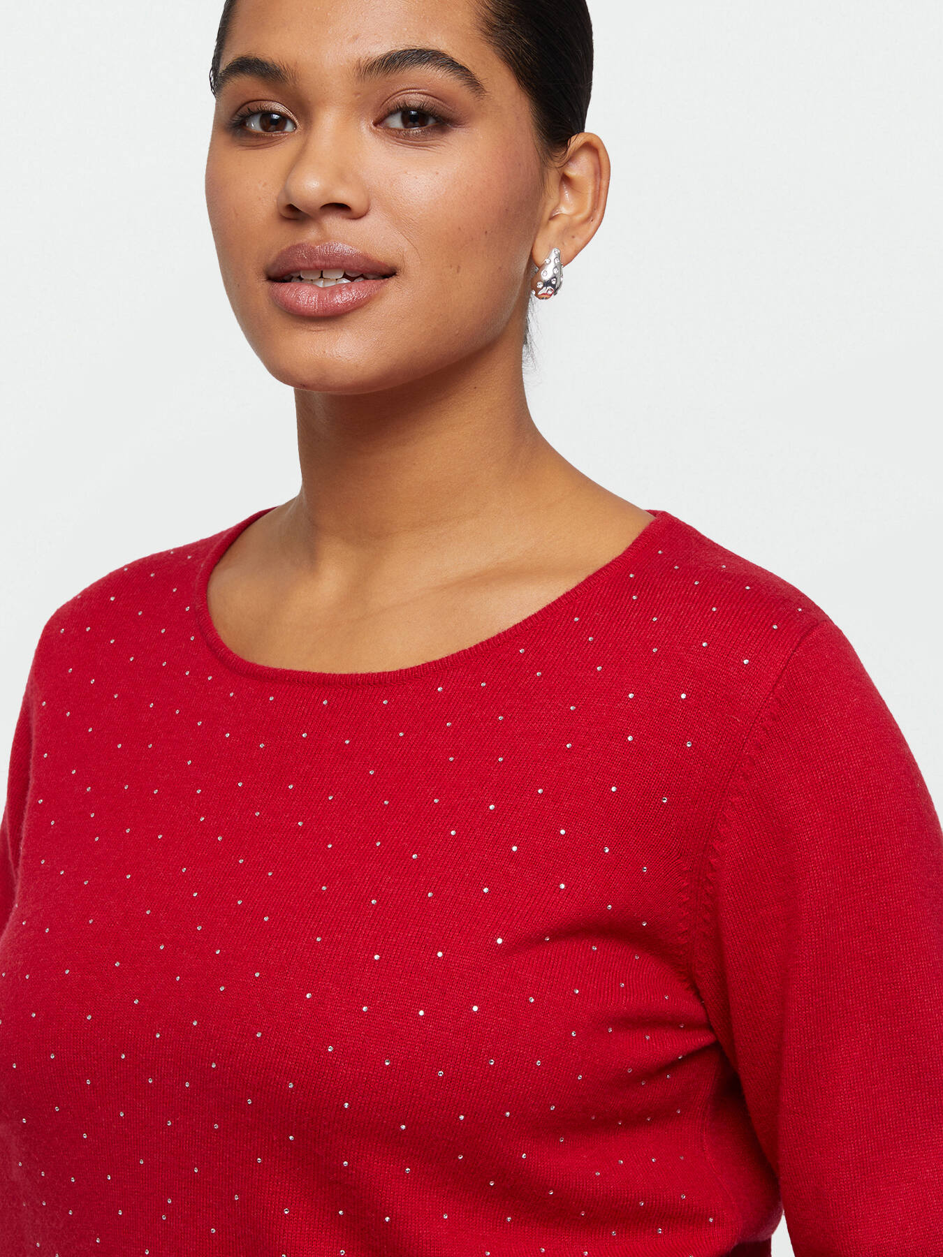 Crewneck sweater with small rhinestones image number 2