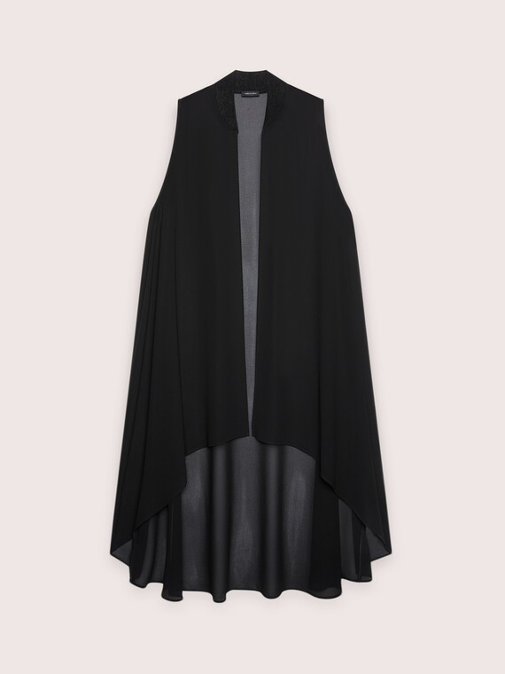 Maxi Gilet in georgette with asymmetric hem