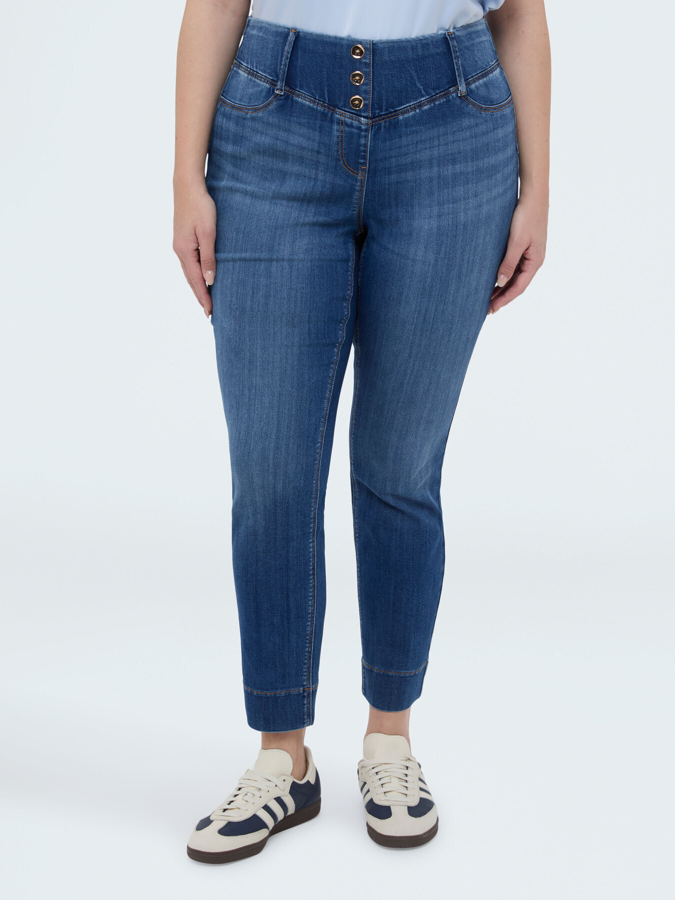 Jeggings aus Denim mit dekorativen Kn&ouml;pfen image number 4