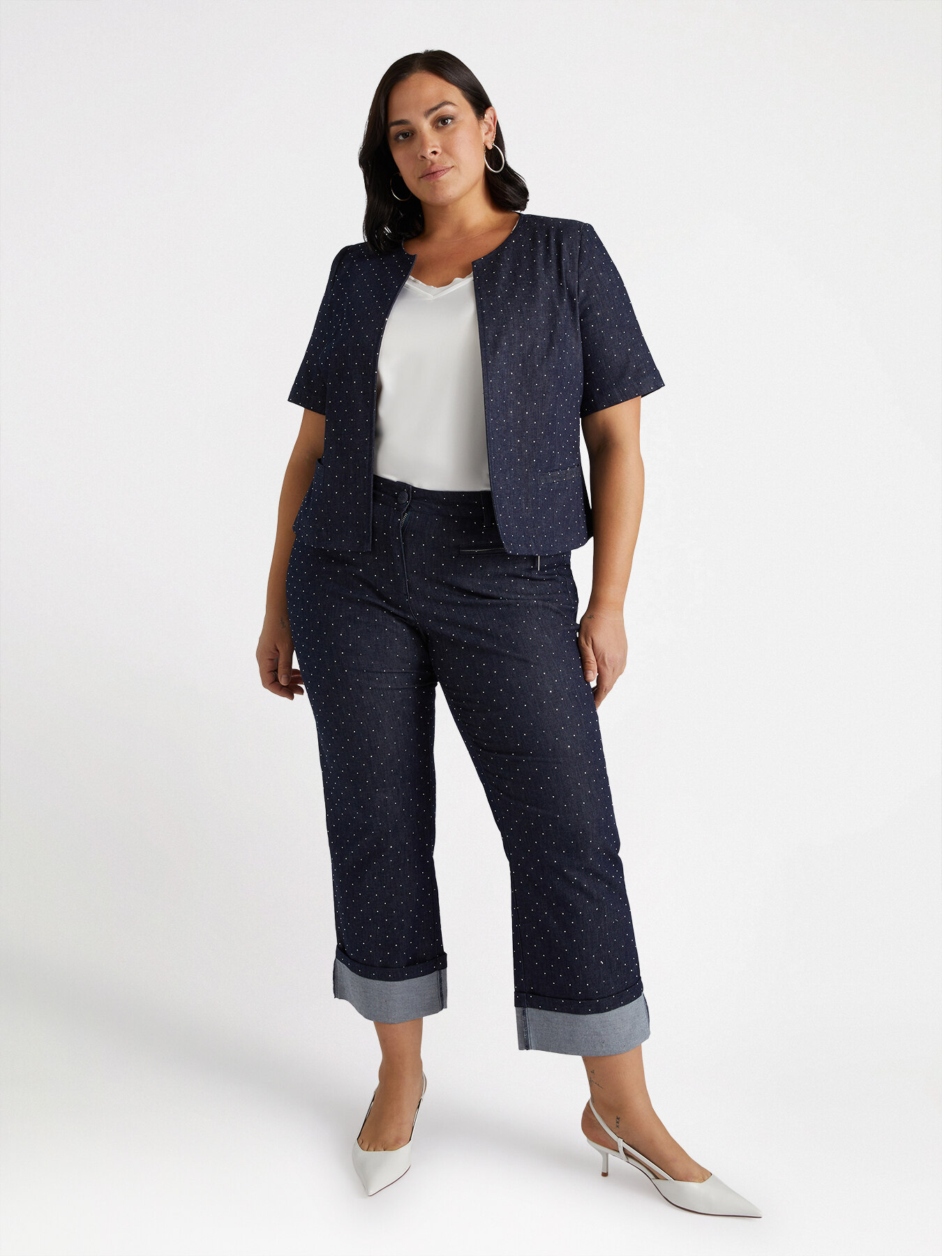 Chaqueta en denim con puntos de luz image number 1