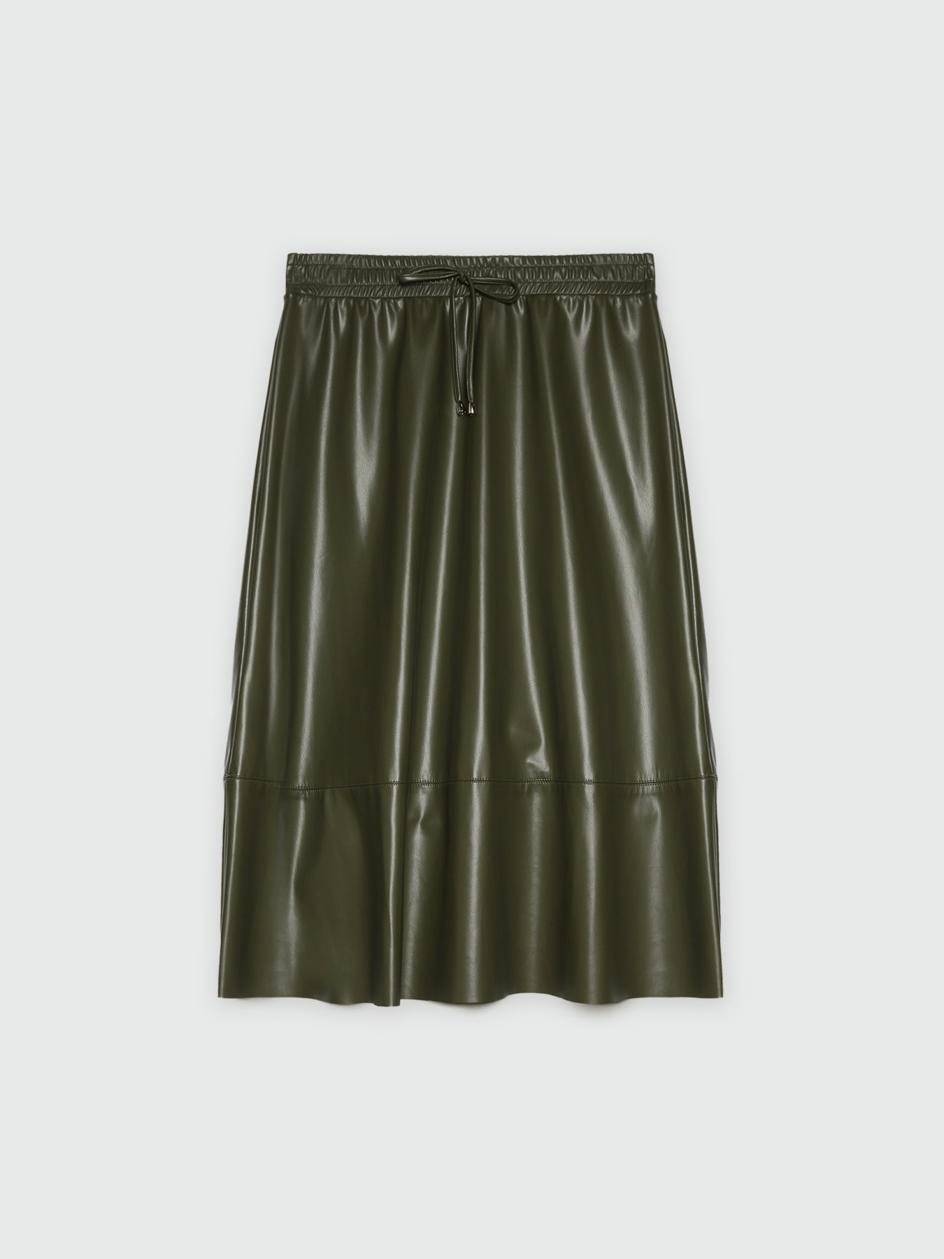 Glossy fabric flared skirt image number 4