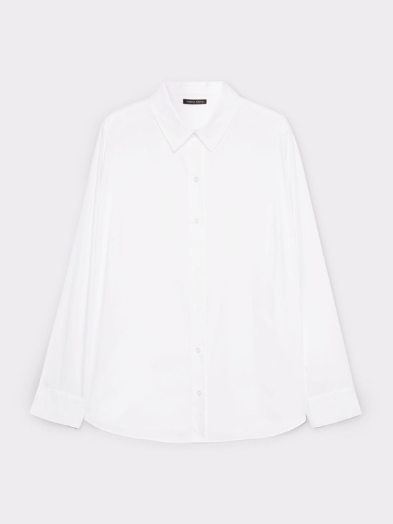 Camisa blanca de popelina elástica