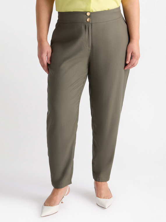 Fiorella Rubino - Pantaloni Carrot Fit Donna, Verde militare Taglia: 37 (46 IT)