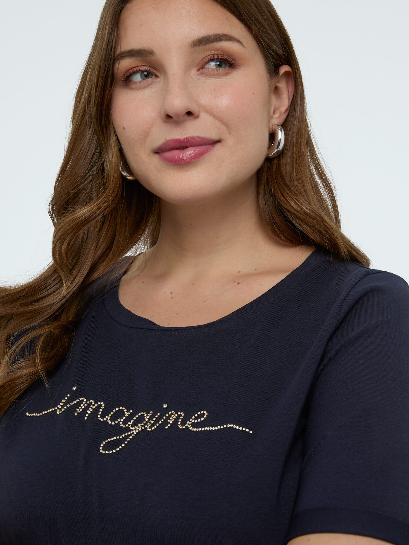 T-shirt en coton avec inscription crystal image number 2