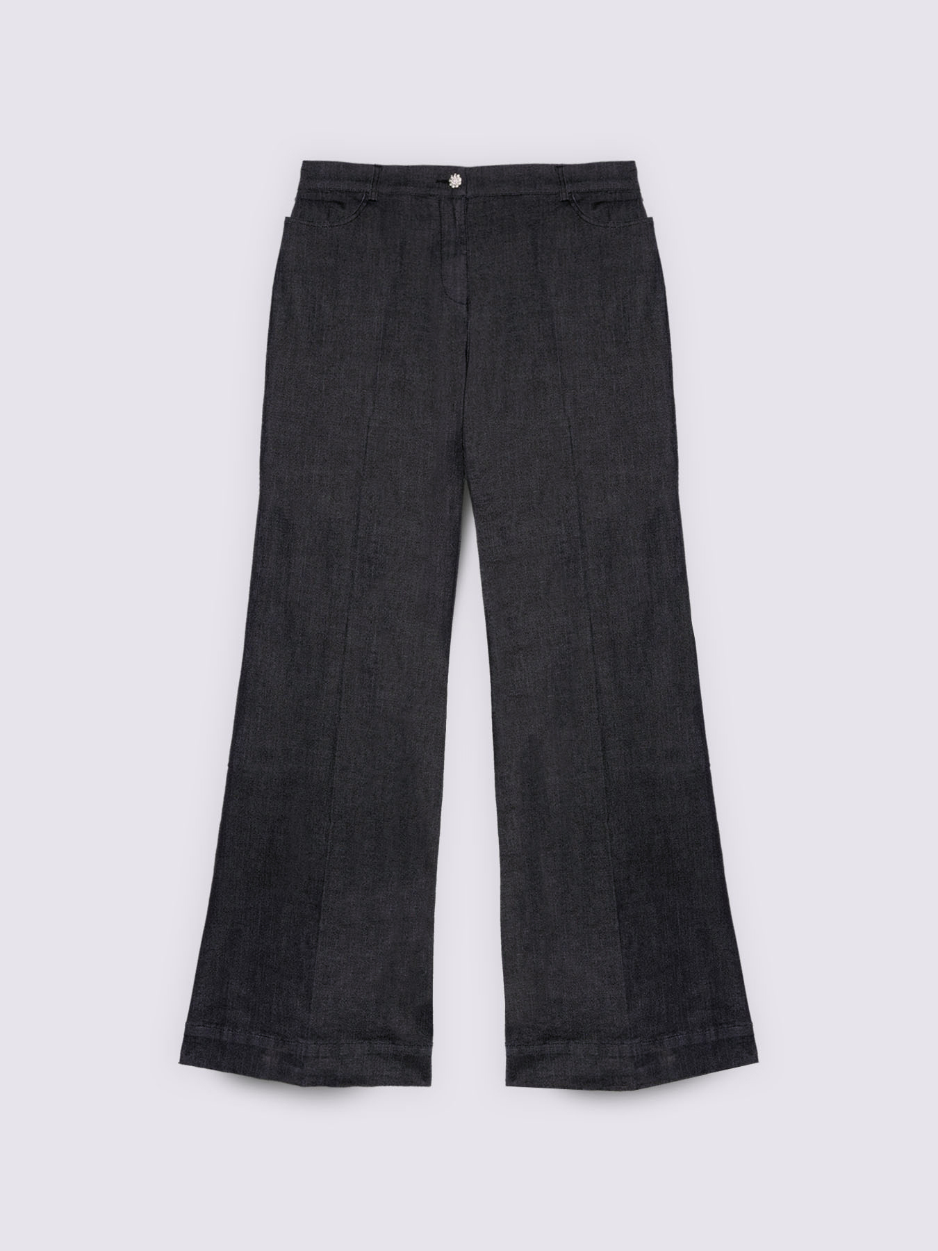 Wide-Leg-Jeans mit Schmuckknopf image number 4