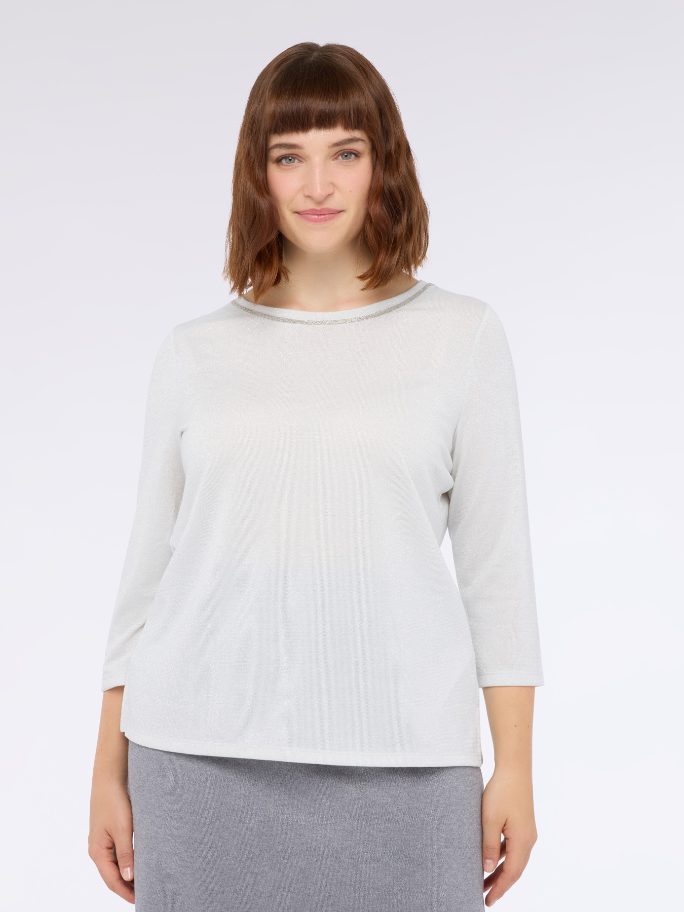 T-Shirt aus Lurex-Jersey mit verziertem Kragen image number 0