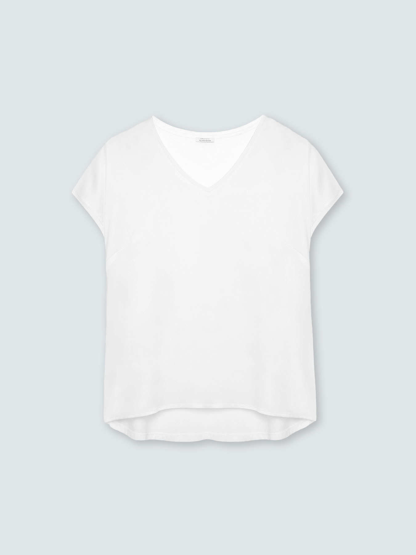 T-shirt bimaterica con scollo a V image number 4