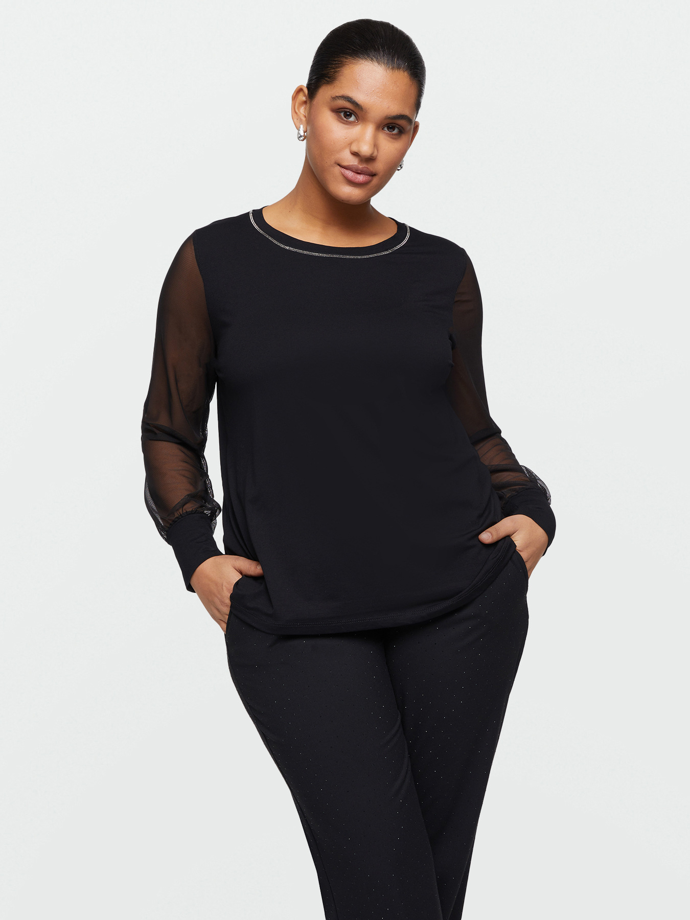 T-shirt with tulle sleeves image number 0