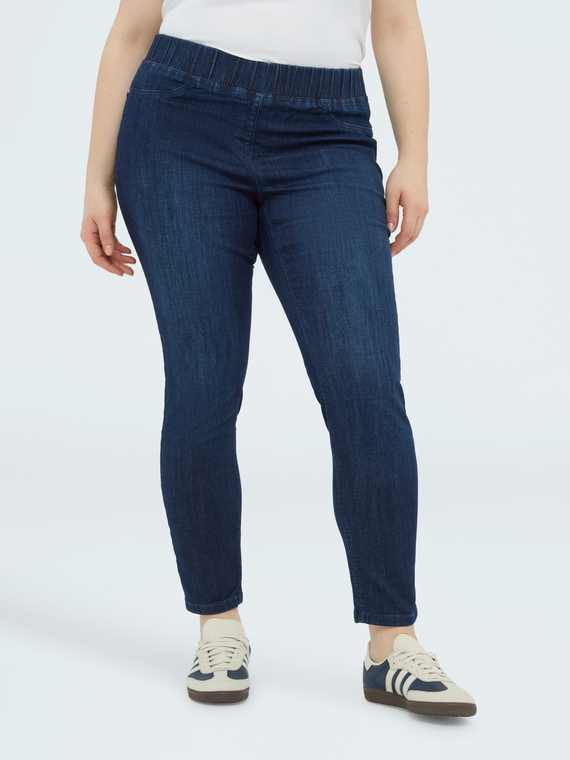 Jeggings en denim lavage fonc&eacute;