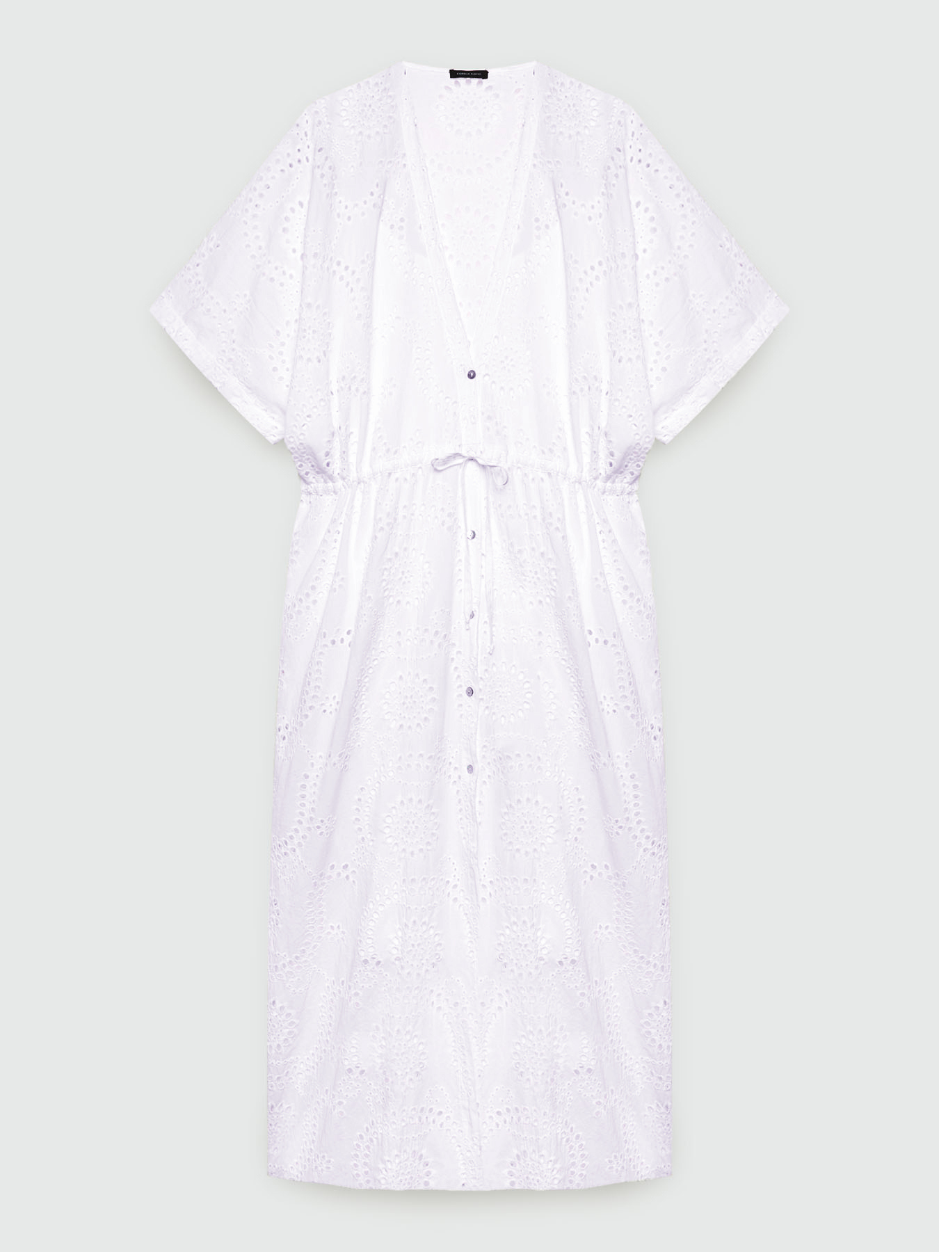 Long Broderie Anglaise kaftan dress image number 6